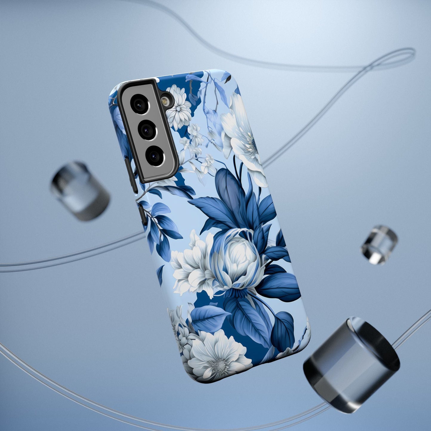 Elegant Blue Floral Phone Case - DS Artwork N Design