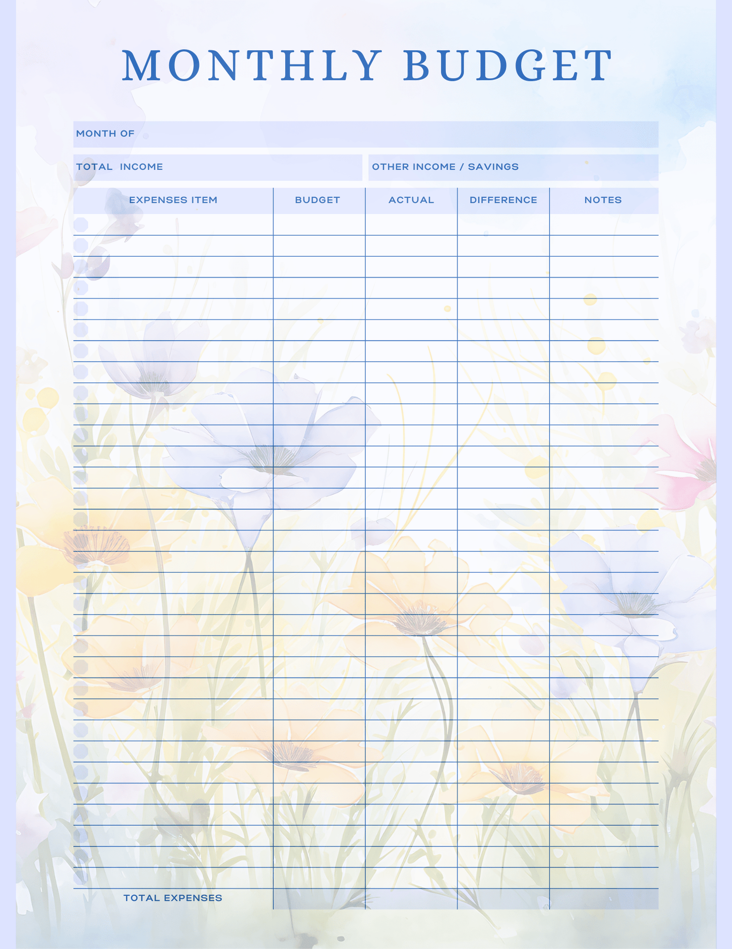 Free Multiple Monthly Budget Planner - Digital - DS Artwork N Design