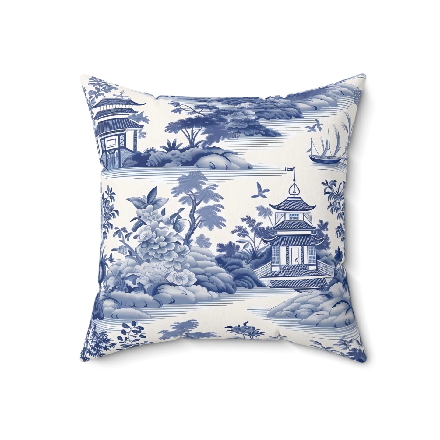 Navy Floral Decorative Pillow - DS Artwork N Design