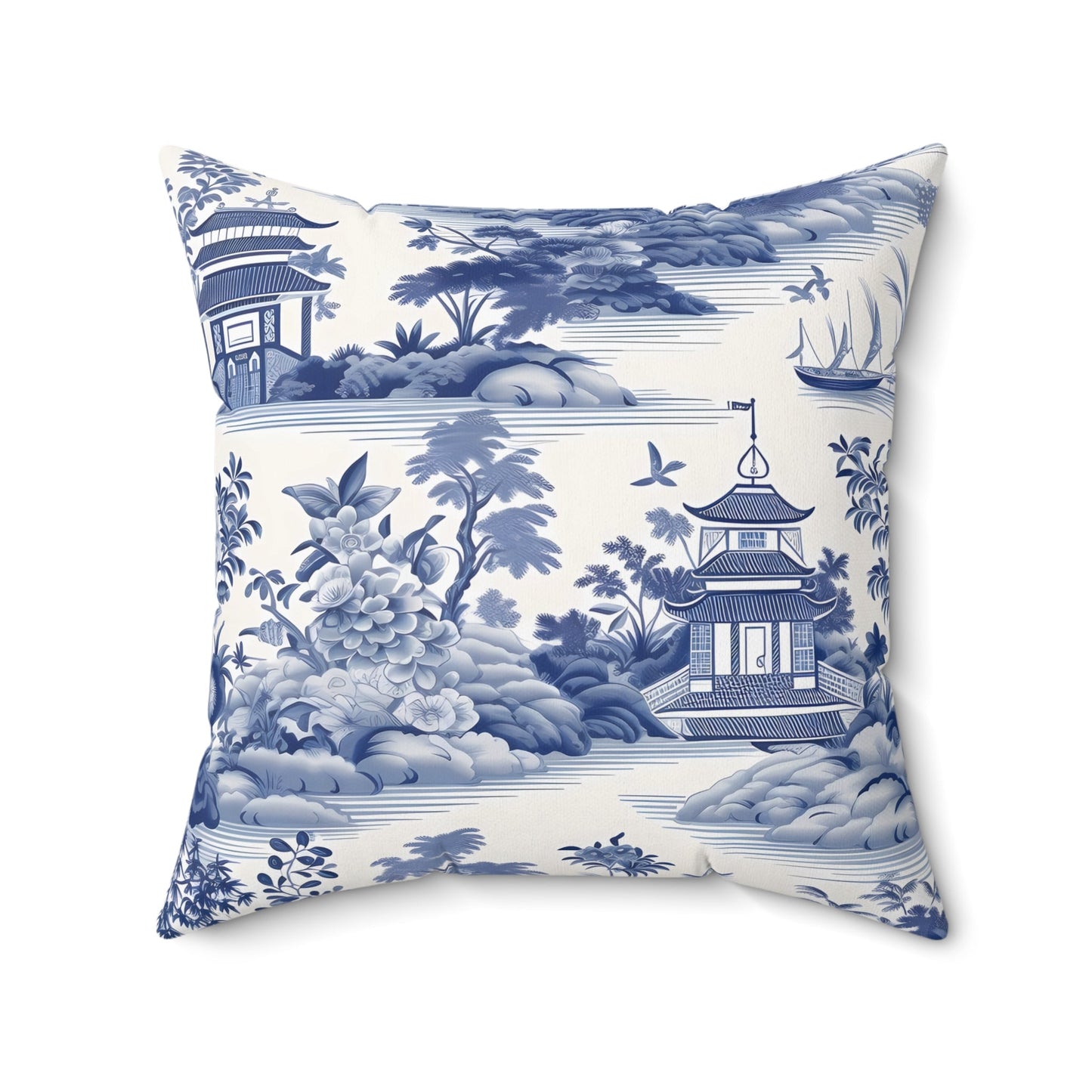 Navy Floral Decorative Pillow - DS Artwork N Design