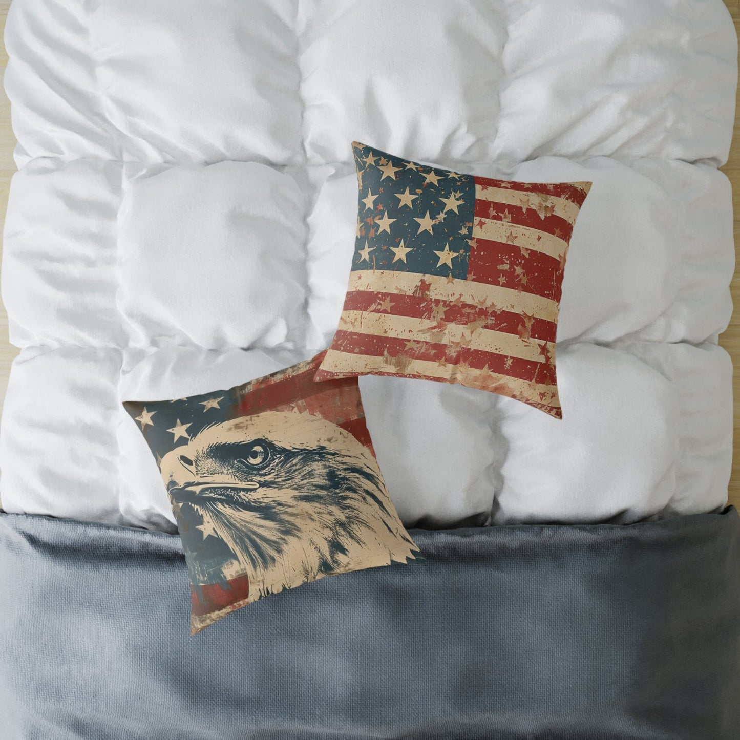 Patriotic Eagle Throw Pillow - Vintage American Flag Design - DS Artwork N Design