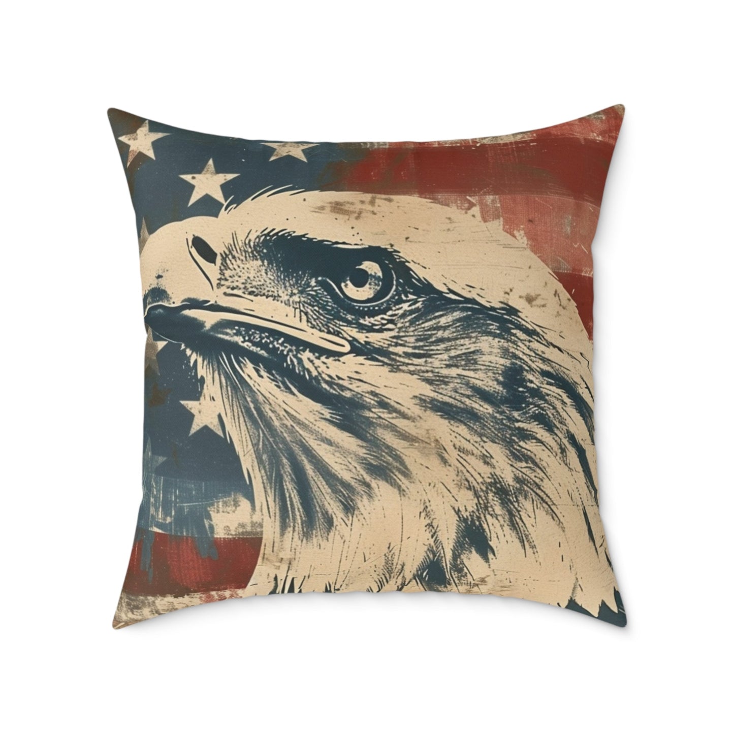 Patriotic Eagle Throw Pillow - Vintage American Flag Design - DS Artwork N Design