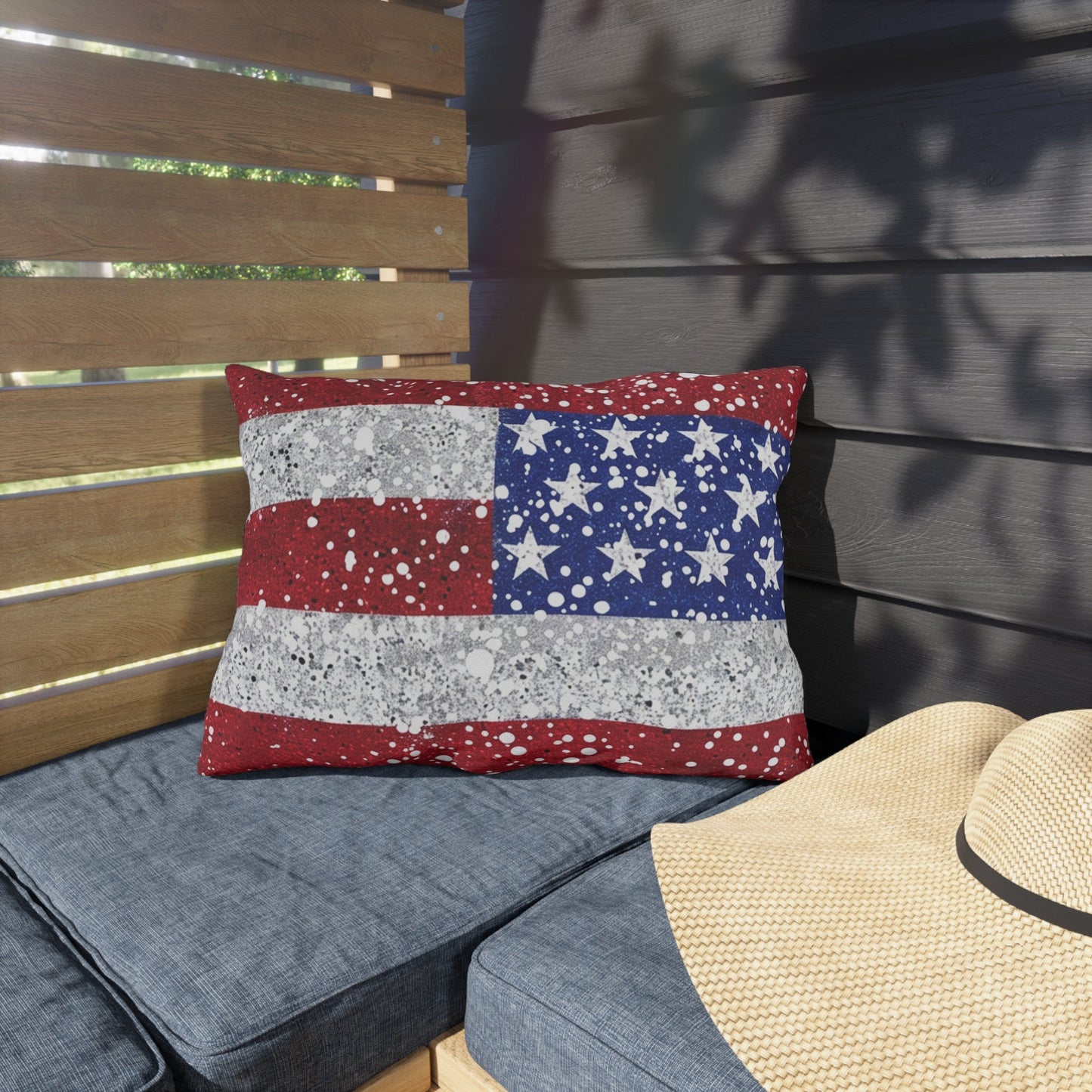 Patriotic Outdoor Pillow - American Flag Design - DS Artwork N Design