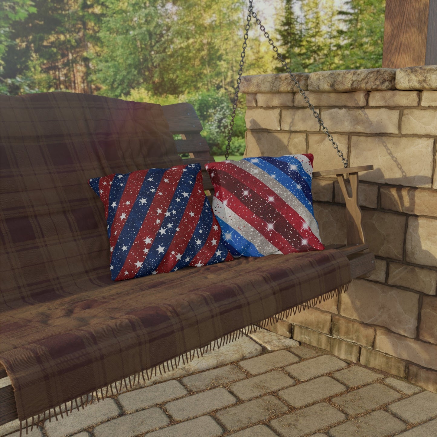 Patriotic Outdoor Pillows - Red, White & Blue Star Design for Summer Celebrations - DS Artwork N Design