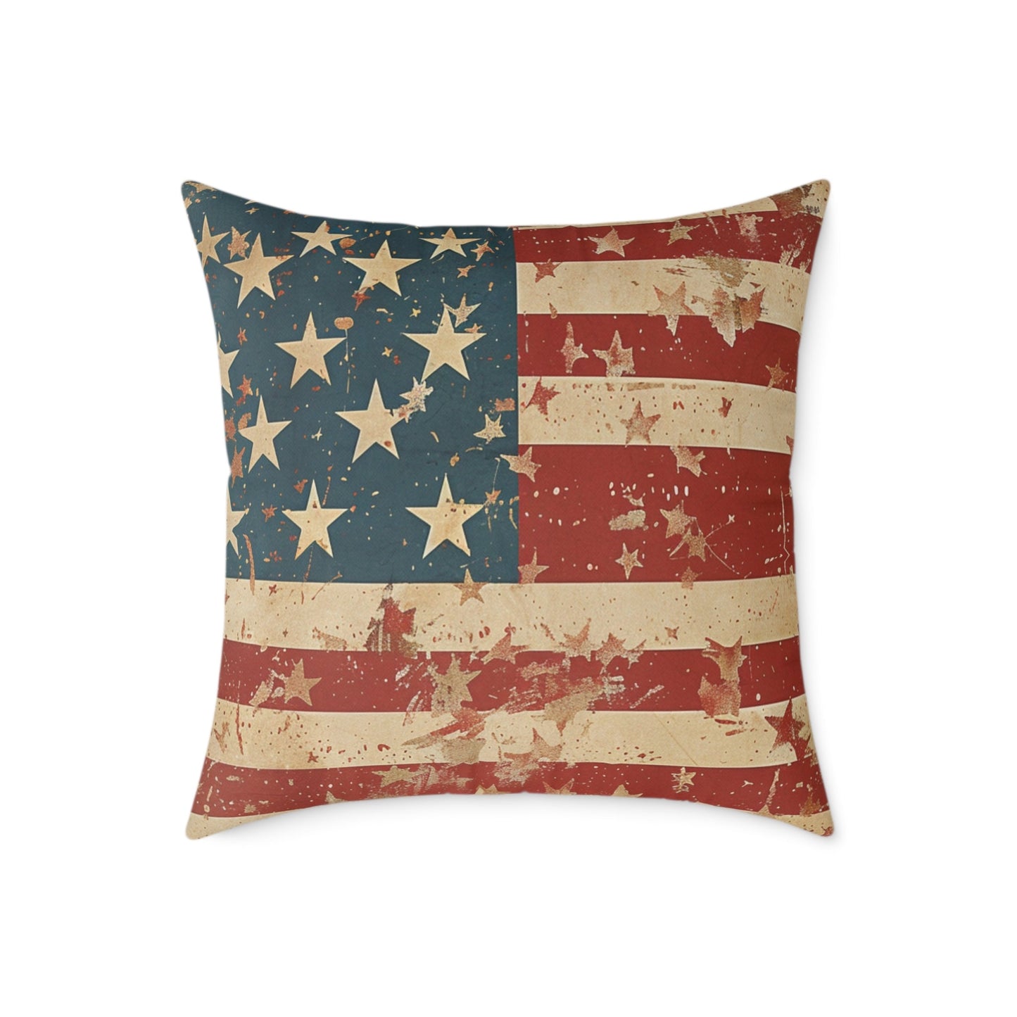 Patriotic Poly Canvas Pillow with American Flag - DS Artwork N Design