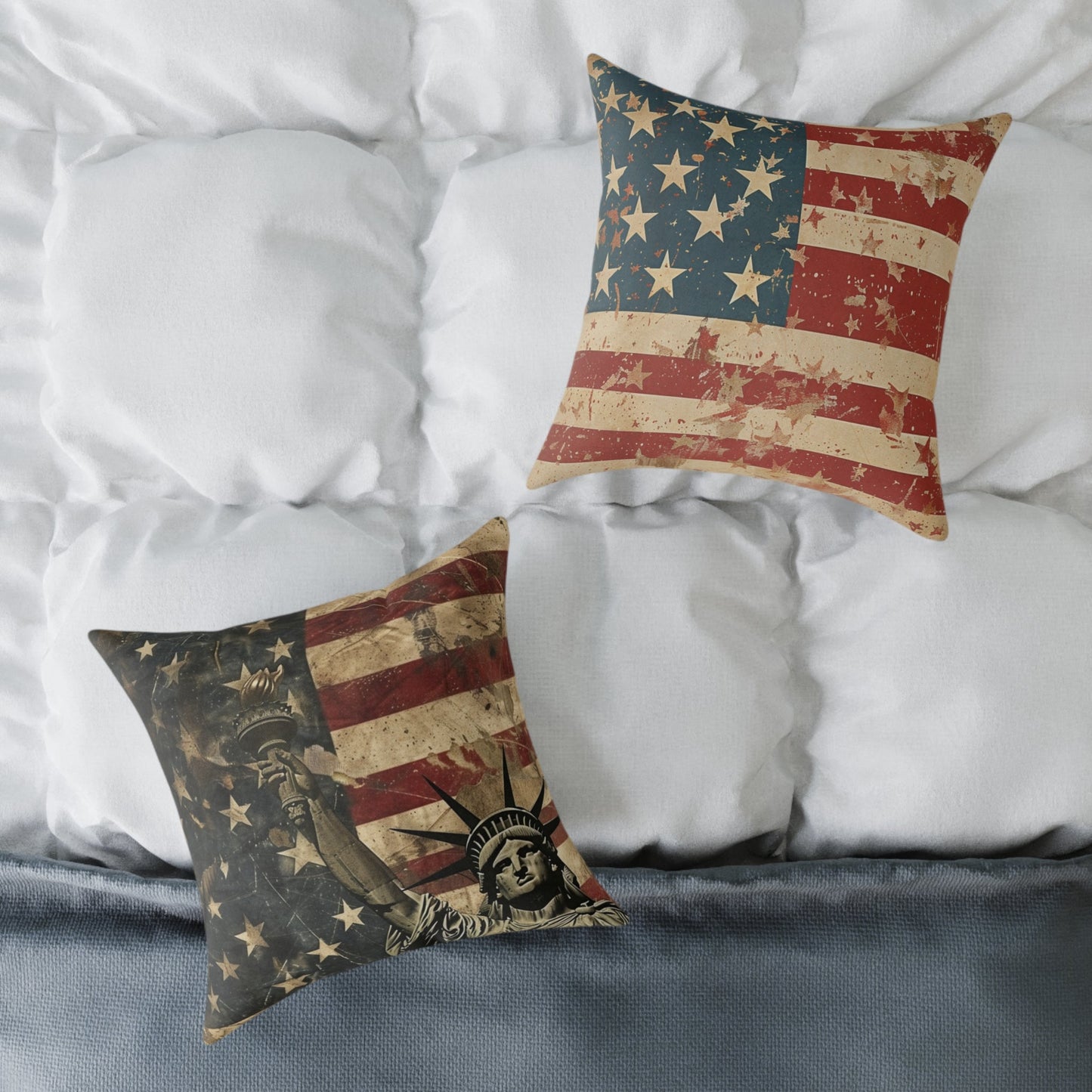 Patriotic Poly Canvas Pillow with American Flag - DS Artwork N Design