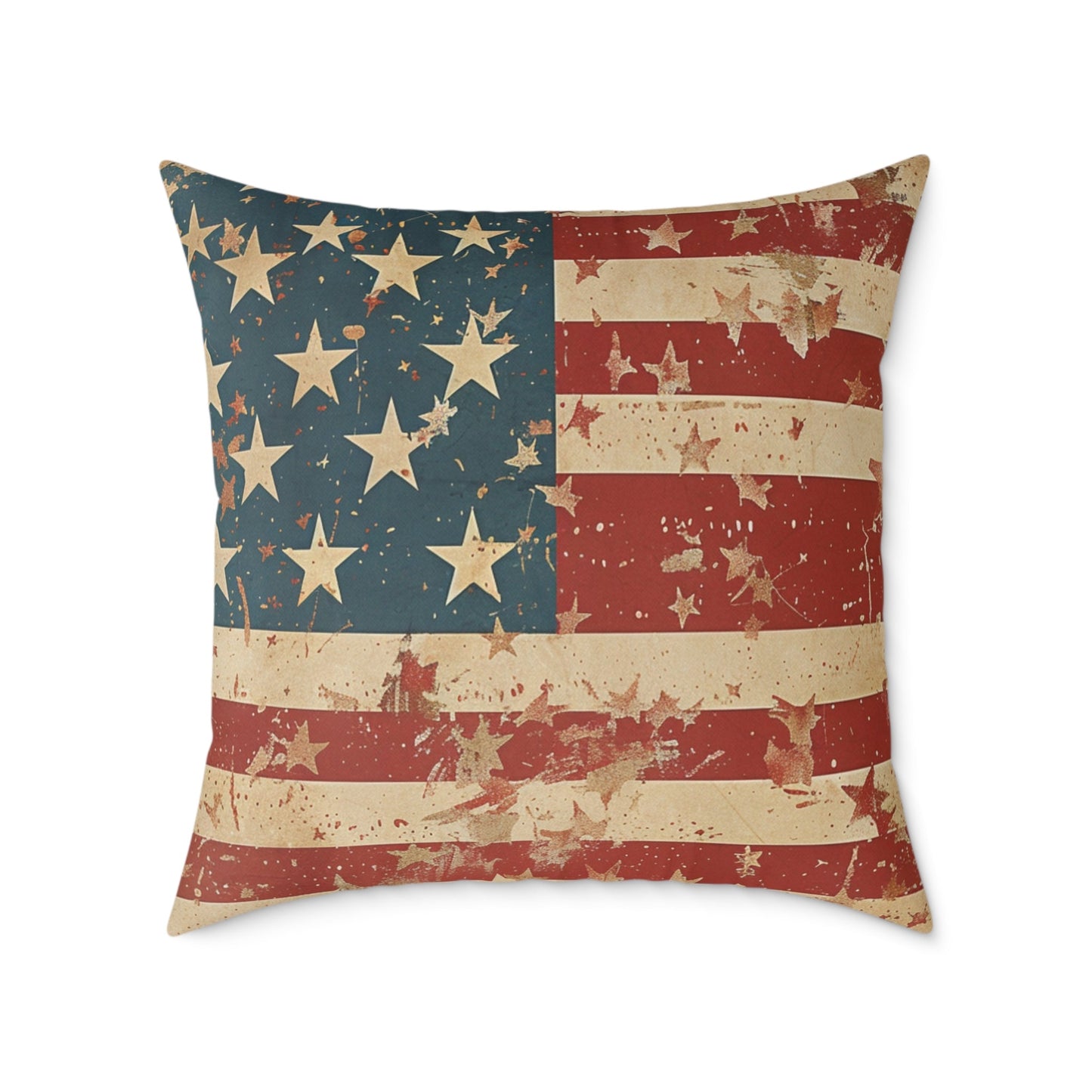 Patriotic Poly Canvas Pillow with American Flag - DS Artwork N Design