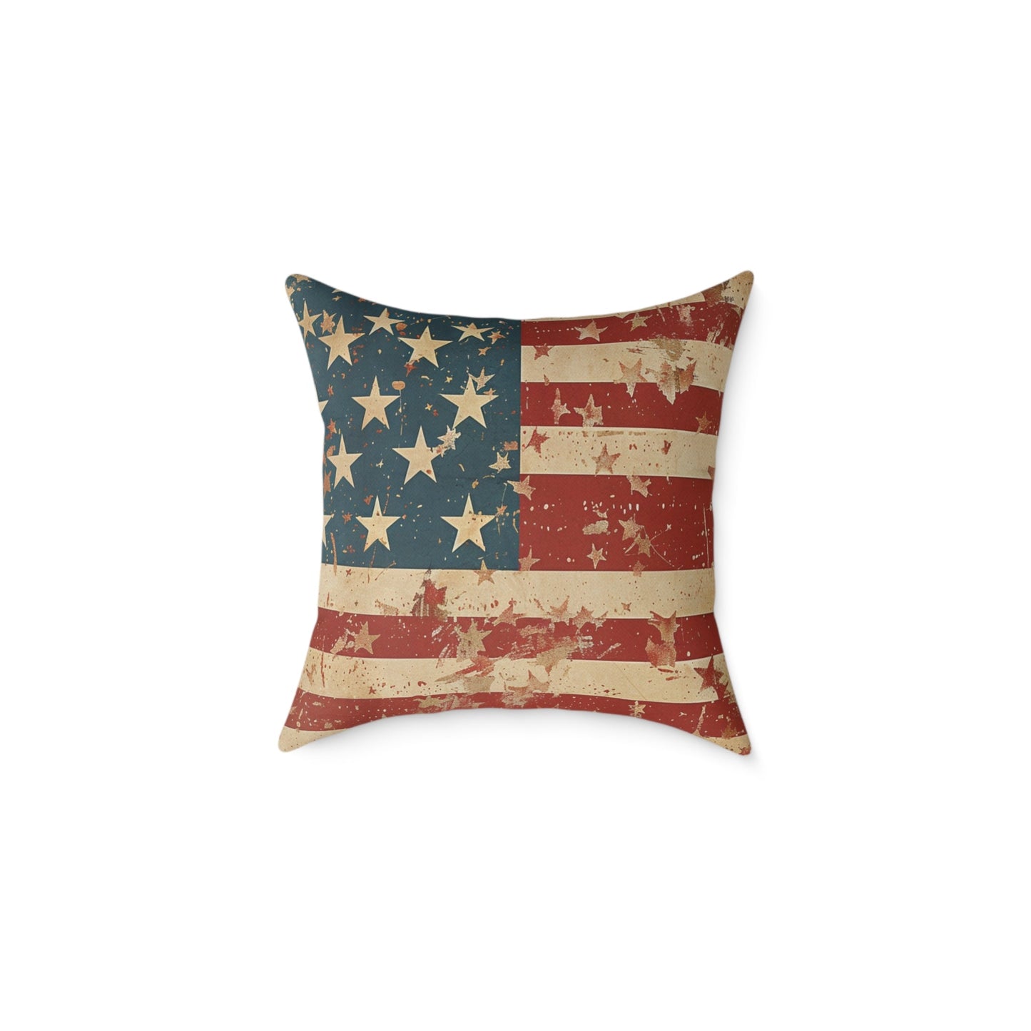 Patriotic Poly Canvas Pillow with American Flag - DS Artwork N Design