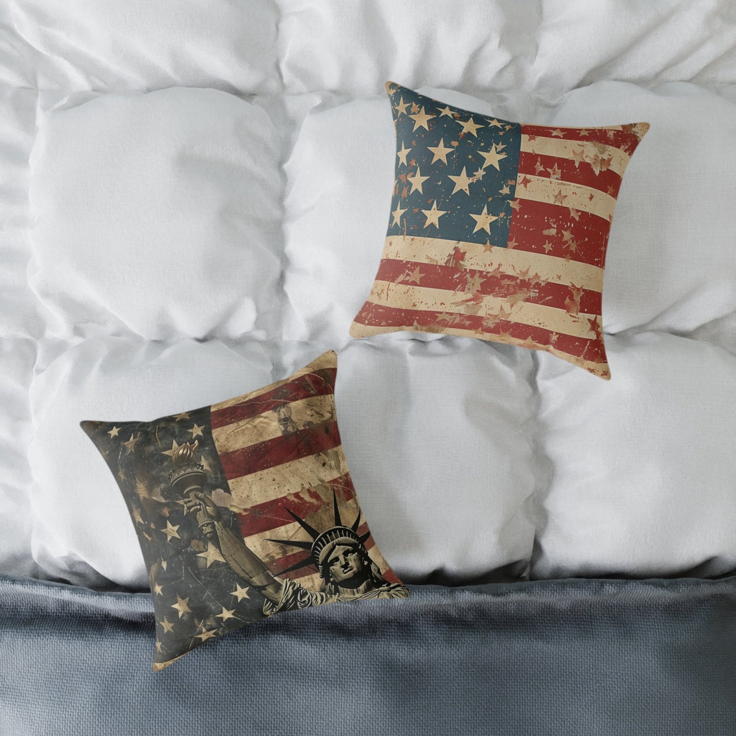 Patriotic Poly Canvas Pillow with American Flag - DS Artwork N Design