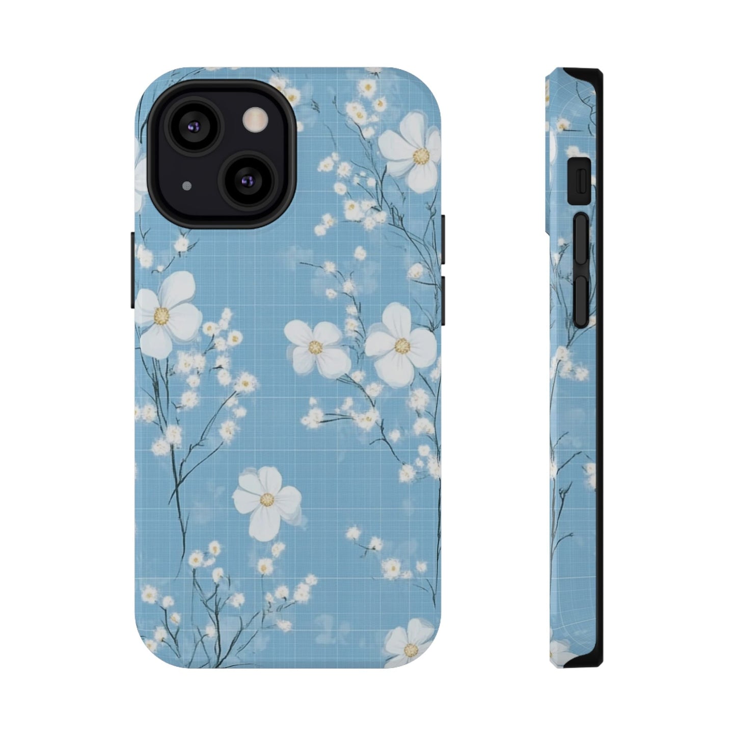 Powder Blue Floral Impact - Resistant Phone Case - DS Artwork N Design