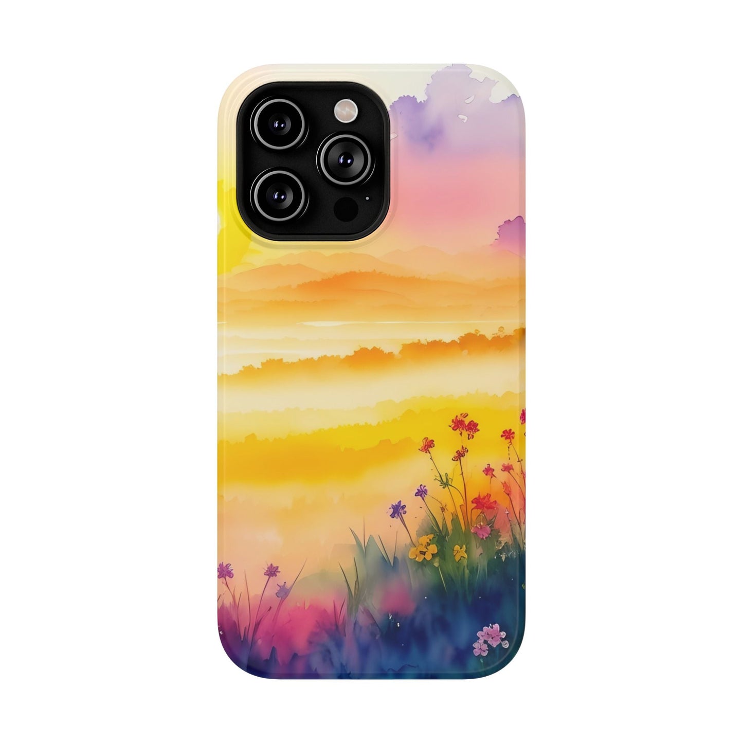 Scenic Landscape IPhone Case - Floral Sunset Design - DS Artwork N Design