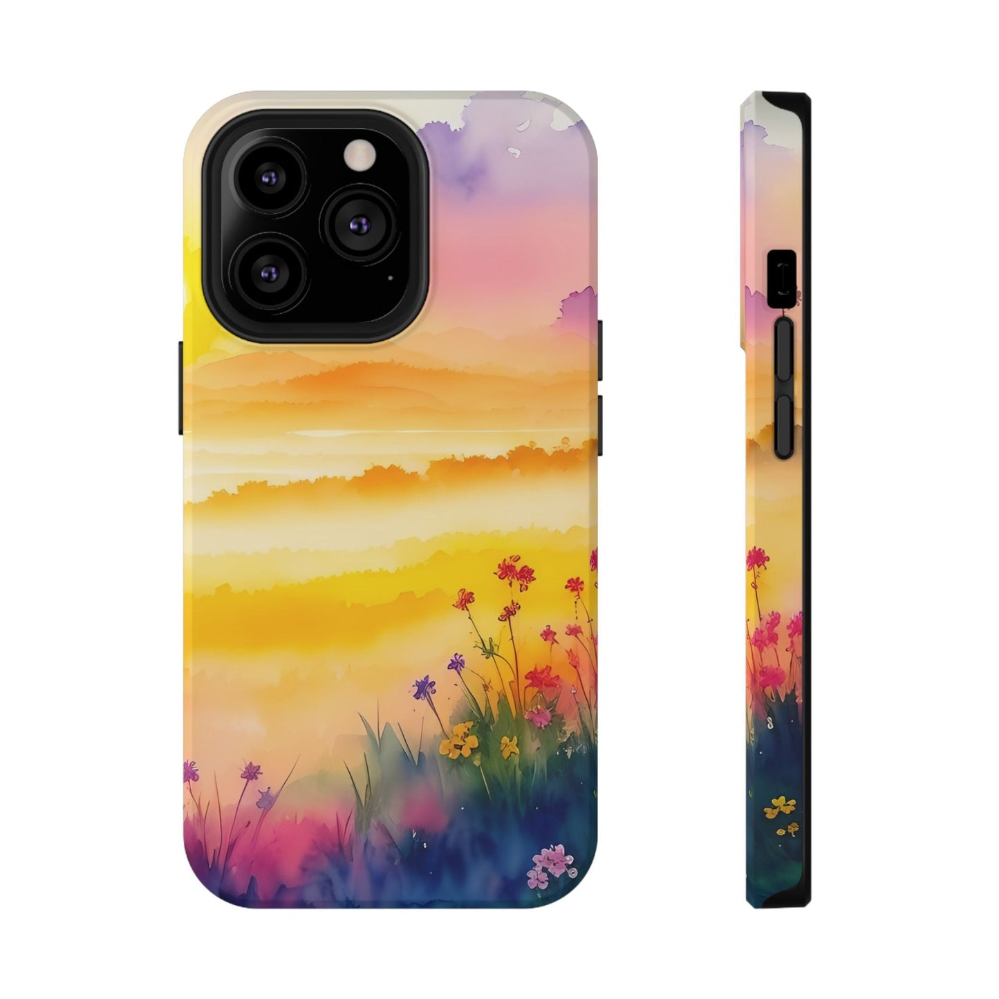 Scenic Landscape IPhone Case - Floral Sunset Design - DS Artwork N Design