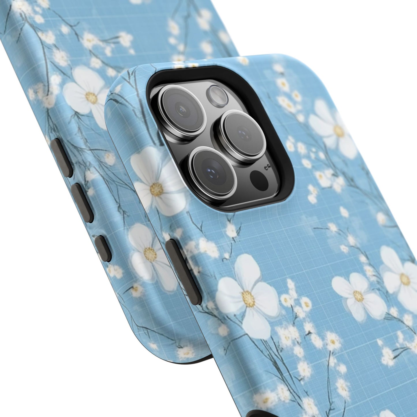 Powder Blue Floral Impact-Resistant Phone Case