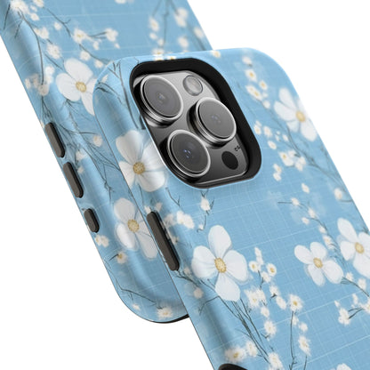 Powder Blue Floral Impact-Resistant Phone Case