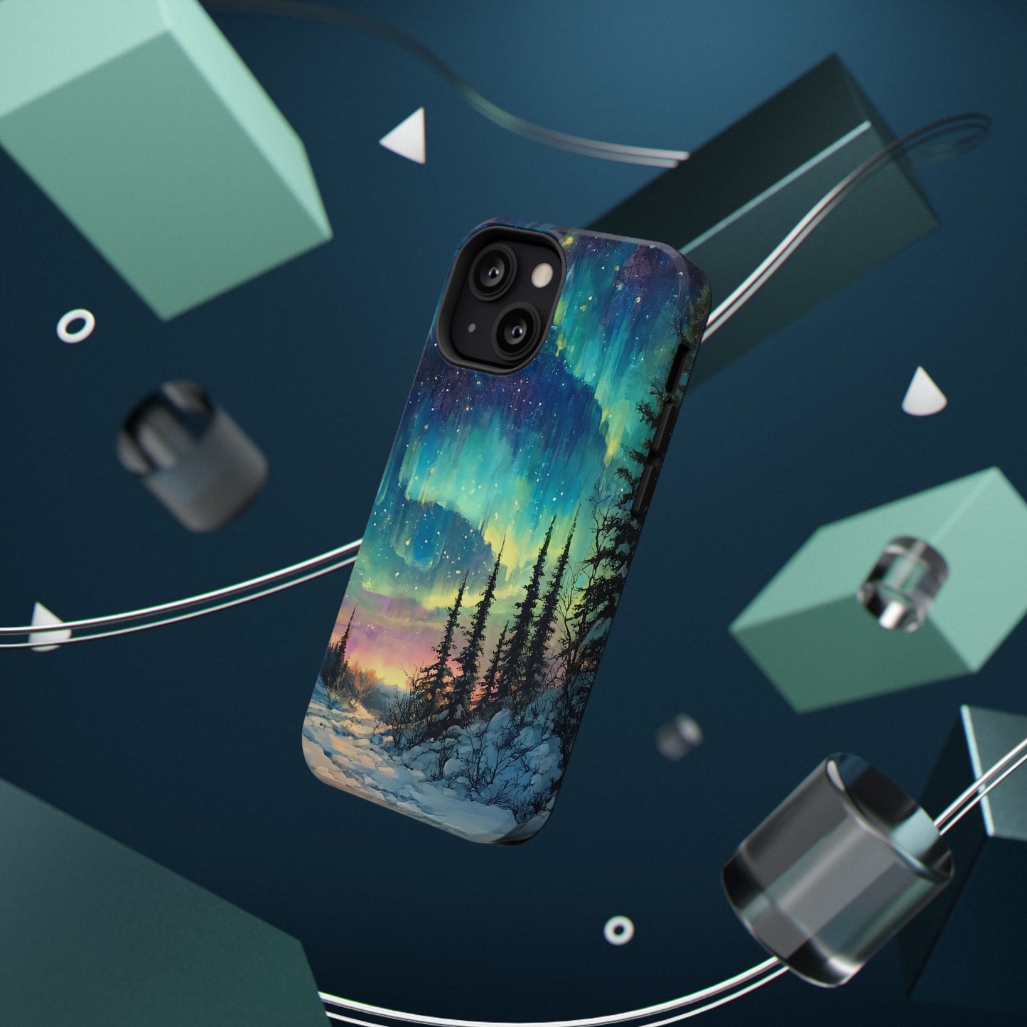 Aurora Borealis Impact-Resistant Phone Case - Durable Protection with Stunning Northern Lights Design