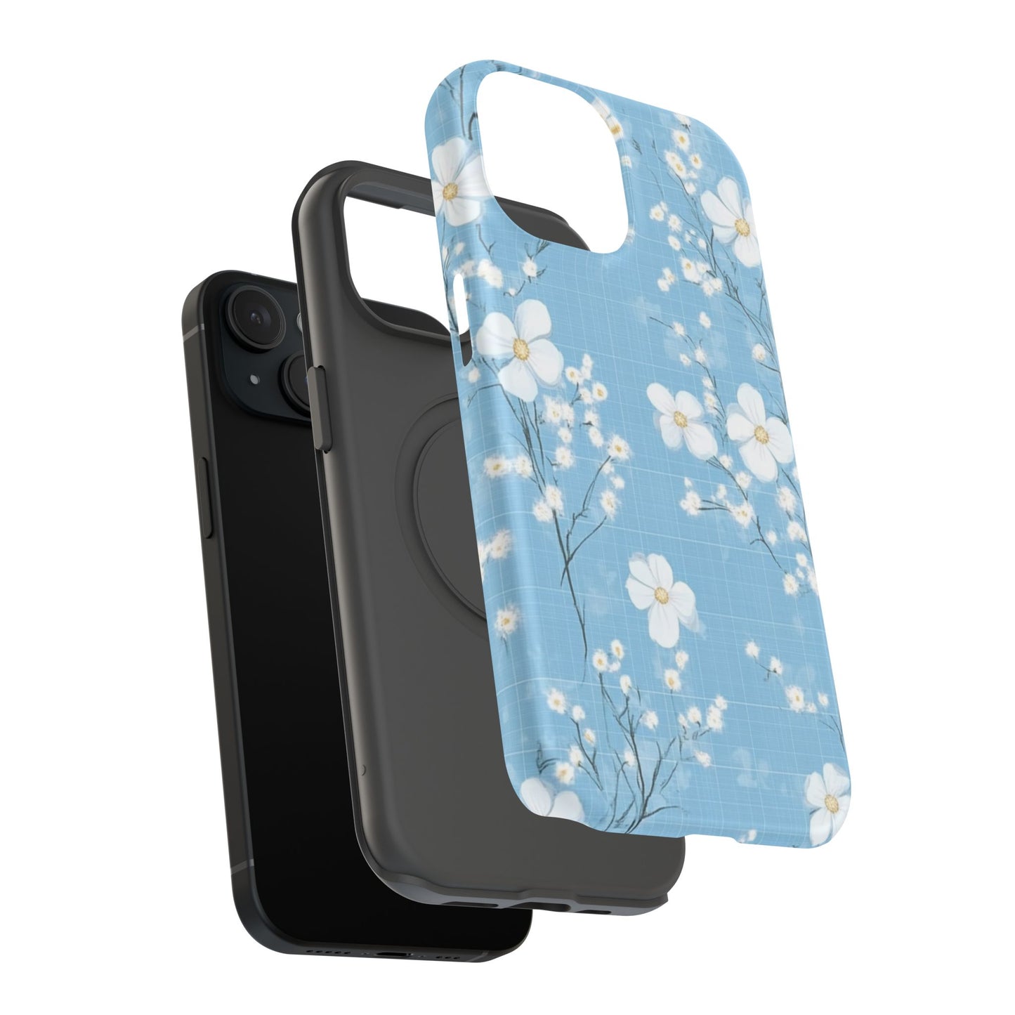 Powder Blue Floral Impact-Resistant Phone Case
