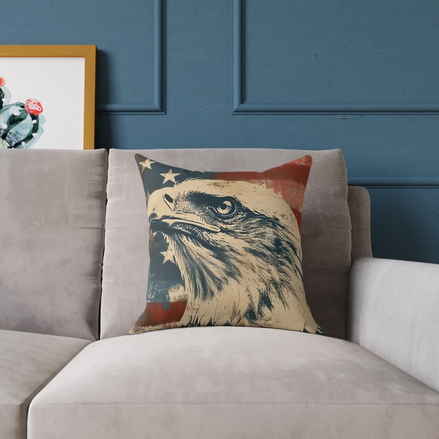 Patriotic Eagle Throw Pillow - Vintage American Flag Design