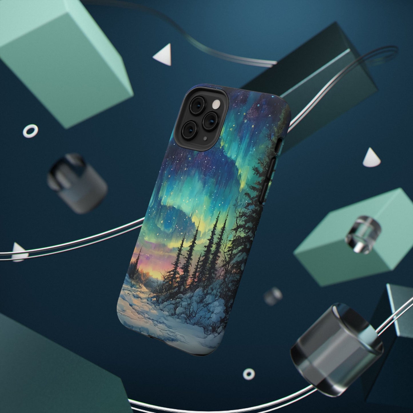 Aurora Borealis Impact-Resistant Phone Case - Durable Protection with Stunning Northern Lights Design