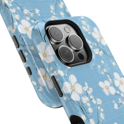 Powder Blue Floral Impact-Resistant Phone Case