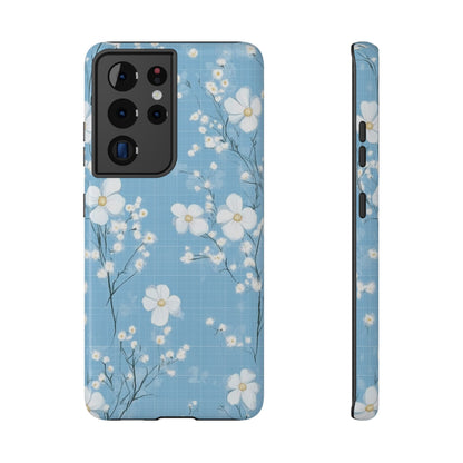 Powder Blue Floral Impact-Resistant Phone Case