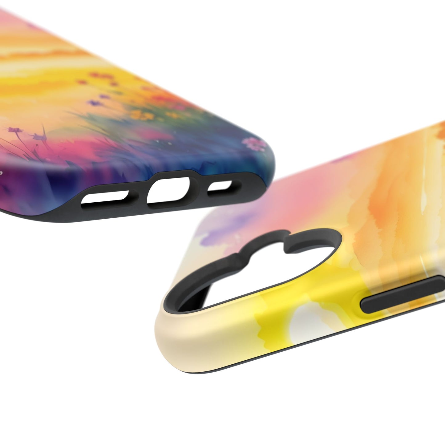 Scenic Landscape IPhone Case - Floral Sunset Design