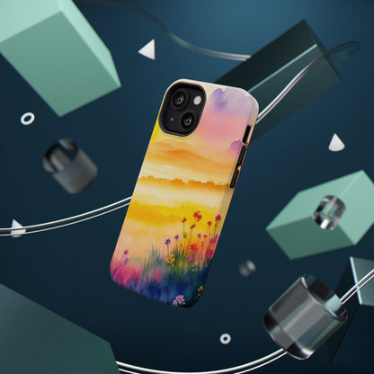 Scenic Landscape IPhone Case - Floral Sunset Design