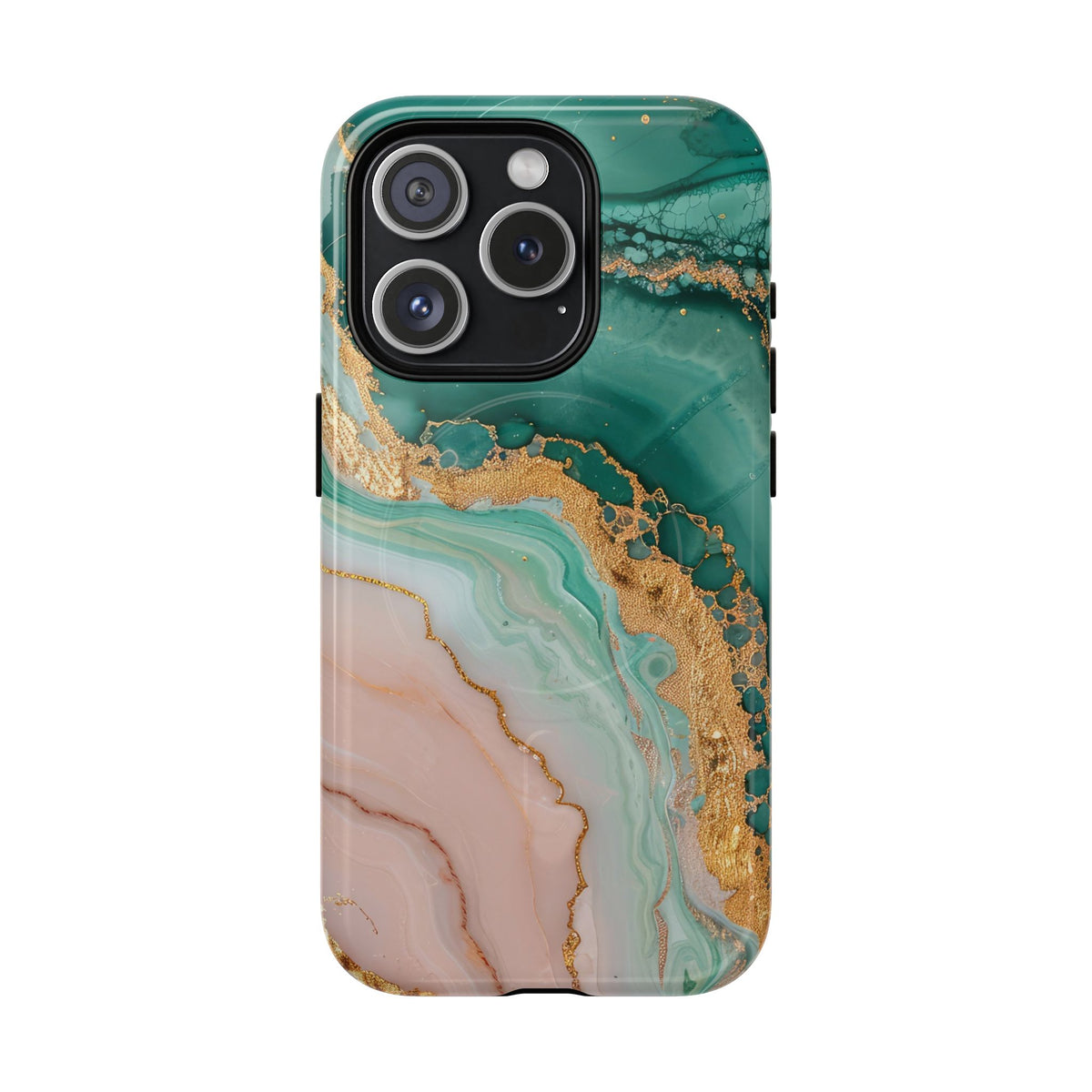 Green and Gold Marble phone case -Tough Magnetic iPhone Case