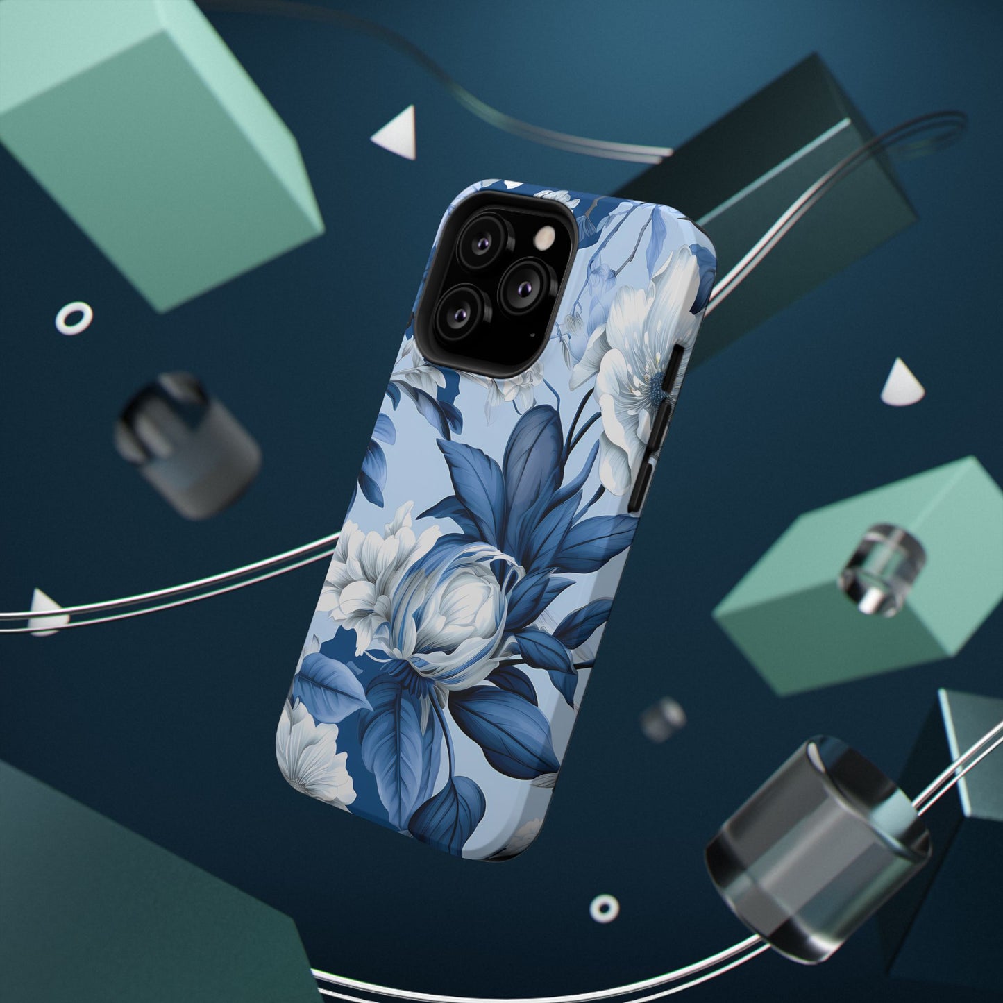 Elegant Blue Floral Phone Case