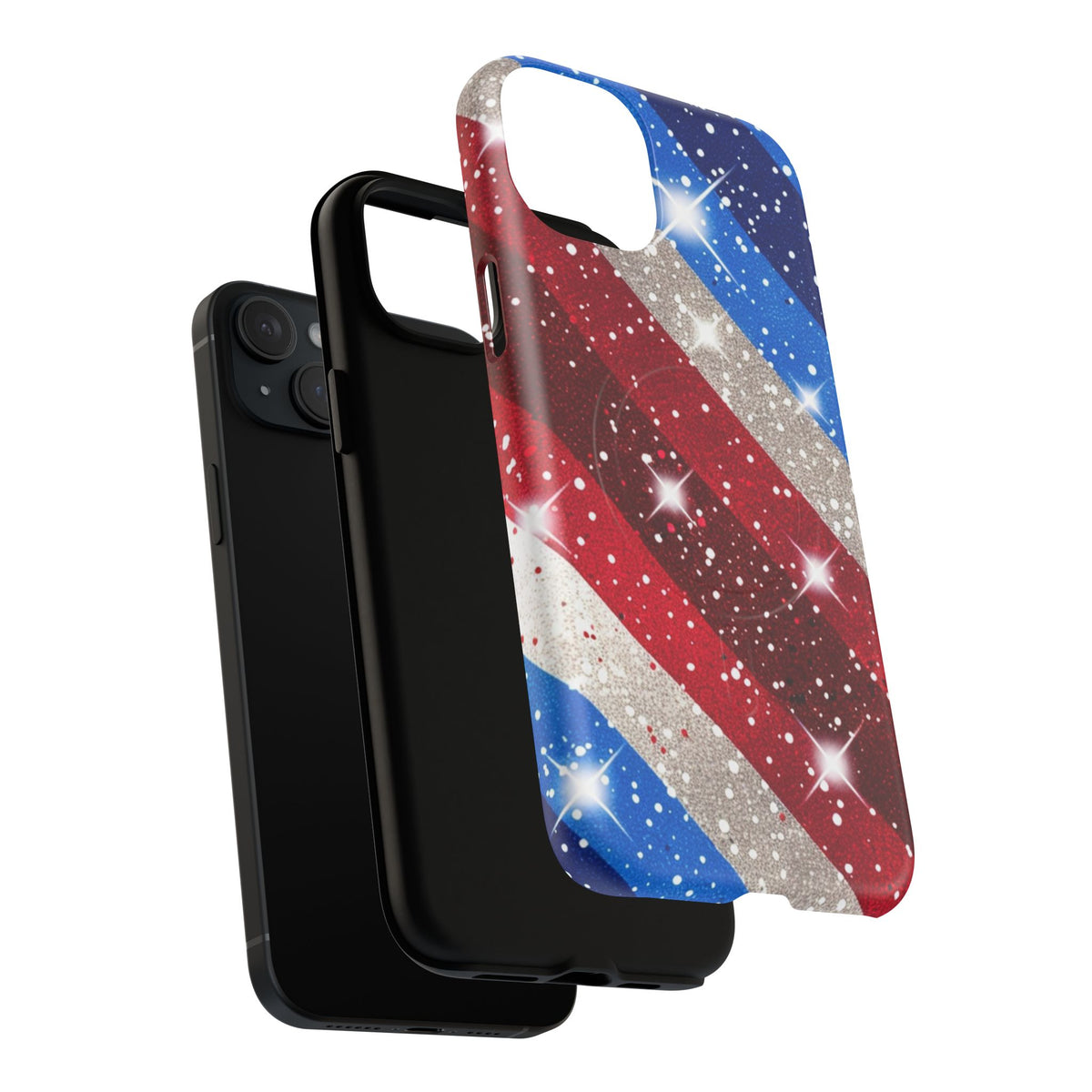 Glittery Patriotic Phone Case -Tough Magnetic iPhone Cover