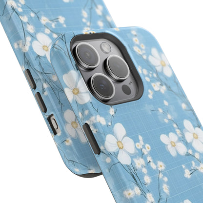 Powder Blue Floral Impact-Resistant Phone Case