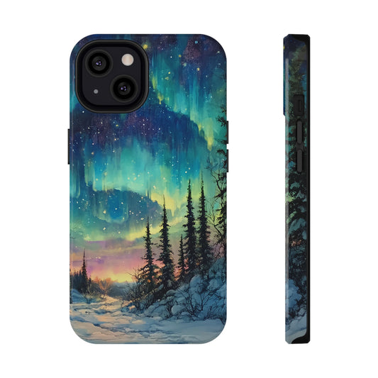 Aurora Borealis Impact-Resistant Phone Case - Durable Protection with Stunning Northern Lights Design