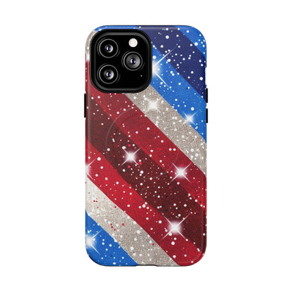 Glittery Patriotic Phone Case -Tough Magnetic iPhone Cover