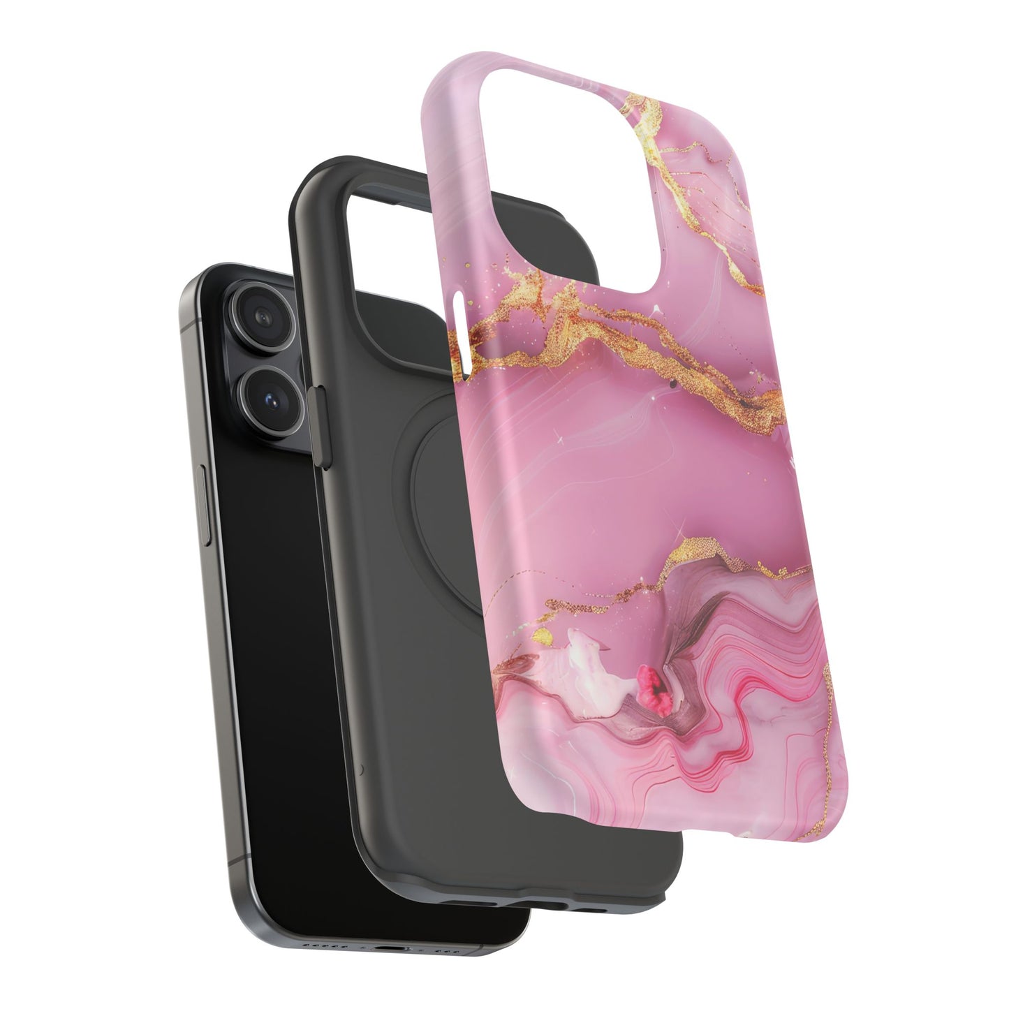 Elegant Marble Phone Case - Pink & Gold