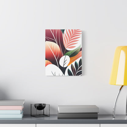 Botanical Leaves Art – Modern Abstract Floral Satin Canvas