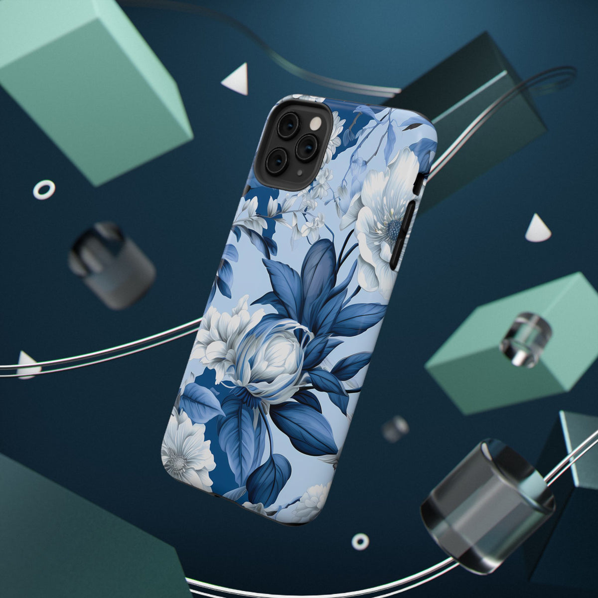 Elegant Blue Floral Phone Case