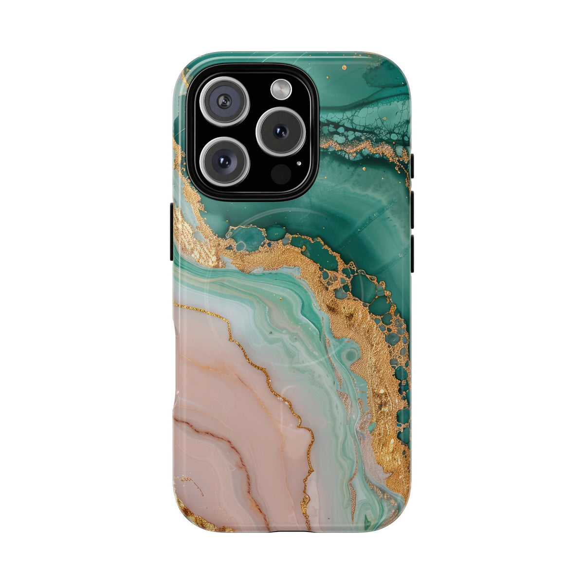 Green and Gold Marble phone case -Tough Magnetic iPhone Case