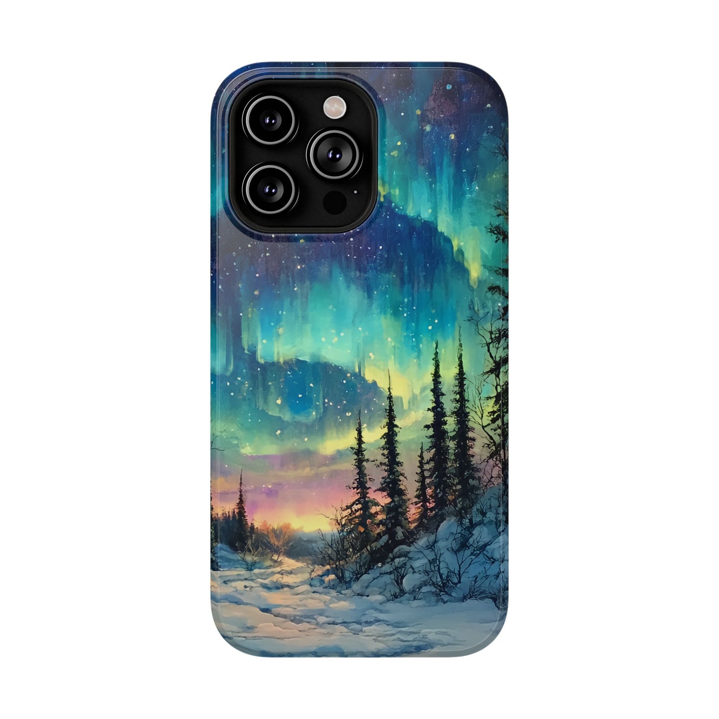 Aurora Borealis Impact-Resistant Phone Case - Durable Protection with Stunning Northern Lights Design