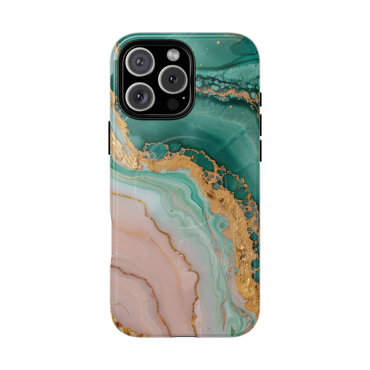 Green and Gold Marble phone case -Tough Magnetic iPhone Case