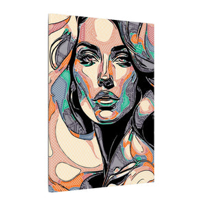 Colorful Woman Sketch Framed Canvas Print - Modern Abstract Wall Art