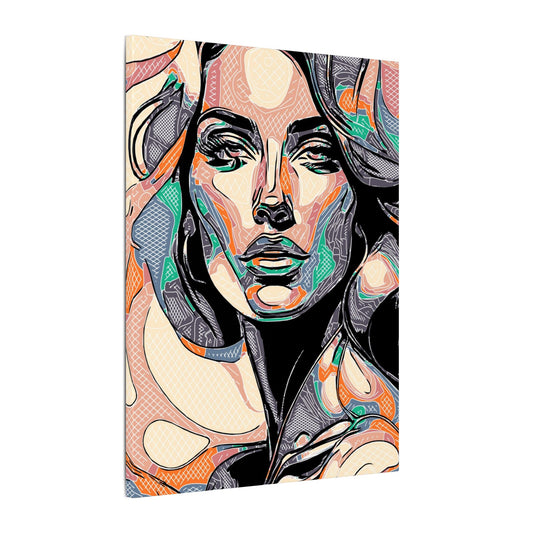 Colorful Woman Sketch Framed Canvas Print - Modern Abstract Wall Art