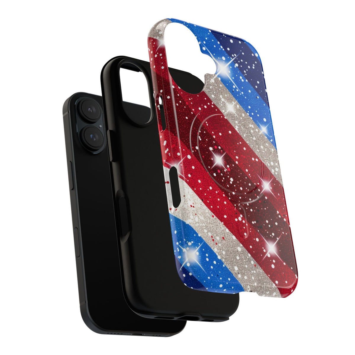 Glittery Patriotic Phone Case -Tough Magnetic iPhone Cover