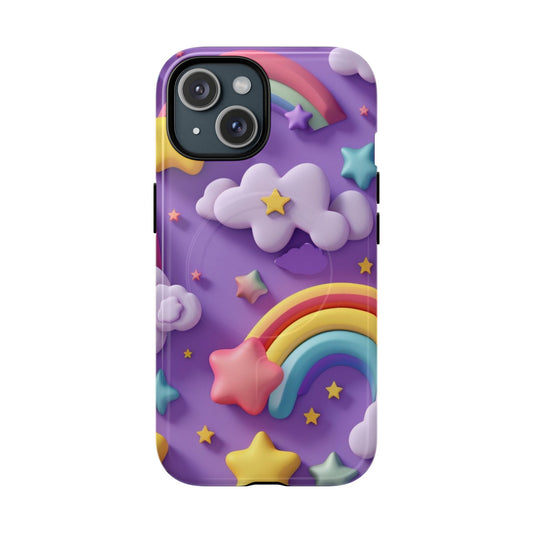 Colorful Cloud & Star Phone Case -Tough Magnetic iPhone Cover