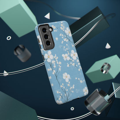 Powder Blue Floral Impact-Resistant Phone Case