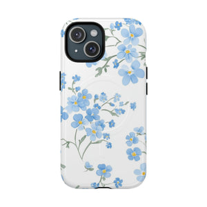 Blue Flower Design Floral Phone Case -Tough Magnetic iPhone Cover