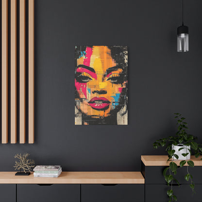 Pop Art Woman Canvas Print — Bold Colorful Portrait Matte Stretched Wall Art
