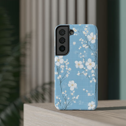 Powder Blue Floral Impact-Resistant Phone Case