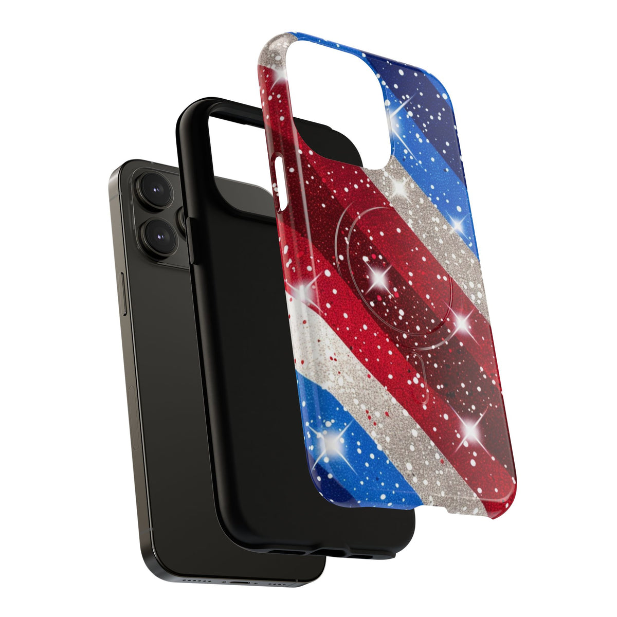Glittery Patriotic Phone Case -Tough Magnetic iPhone Cover