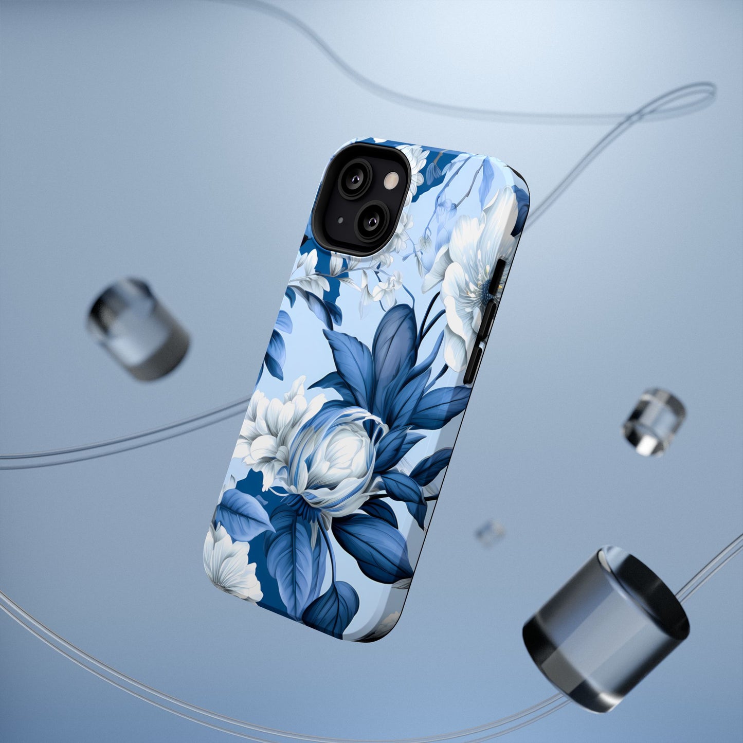 Elegant Blue Floral Phone Case