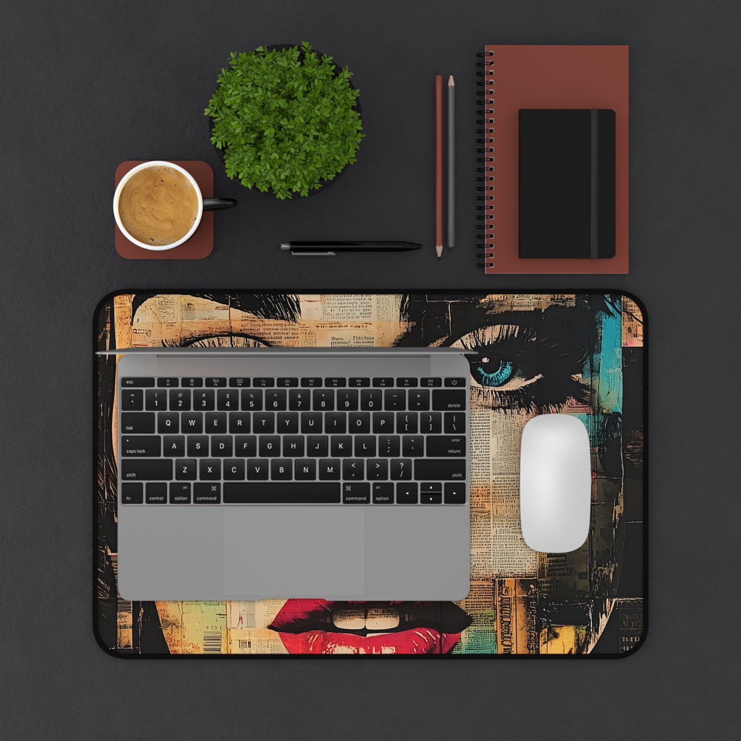Pop Art Femme Fatale Desk Mat — Colorful Portrait Mouse Pad 6