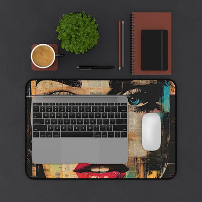 Pop Art Femme Fatale Desk Mat — Colorful Portrait Mouse Pad 6
